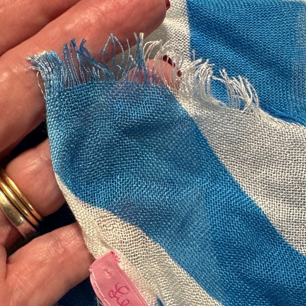 Lilly Pulitzer Blue and White Striped Scarf - Picture 5 of 5